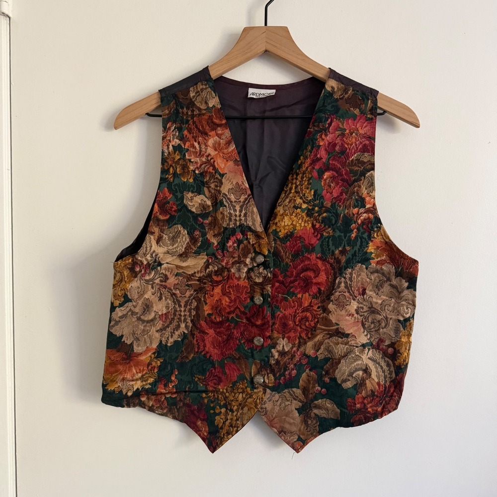 Vintage Ardmore Floral Tapestry Vest Dark Academia Retro Whimsigoth 90s